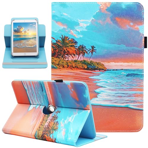 Universal 10 10.1 Inch Android Tablet Case, Dluggs 360 Degree Rotating Multi-Angle Viewing Stand Universal Case Cover for 10 10.1 and All 9.5-10.5 Inch Tablet, Beach - color: Beach