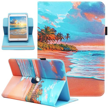 Universal 10 10.1 Inch Android Tablet Case, Dluggs 360 Degree Rotating Multi-Angle Viewing Stand Universal Case Cover for 10 10.1 and All 9.5-10.5 Inch Tablet, Beach - color: Beach