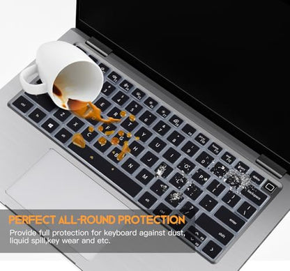 Keyboard Cover Skin for Dell Latitude 3440 3450 5420 5430 5431 5440 5450 14, Latitude 7440 7450 7430 7420 7410 9420 9430 14, Latitude 16" 7650 7640, Latitude 9510 9520 7520 2025-2022 Laptop,Black - color: Black