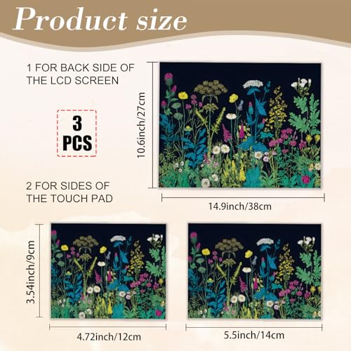 PLIGREAT 15 Inches Wildflowers in The Dark Laptop Sticker Decals, Creative Art Design Laptop Skin Stickers Fits 12" to 15" Laptops Universal Waterproof Removable Notebook Art Protector, Yellow Blue - color: Yellow Blue