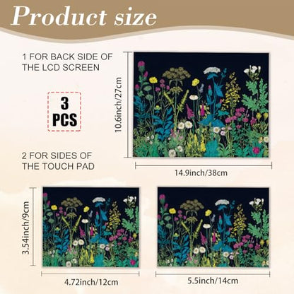 PLIGREAT 15 Inches Wildflowers in The Dark Laptop Sticker Decals, Creative Art Design Laptop Skin Stickers Fits 12" to 15" Laptops Universal Waterproof Removable Notebook Art Protector, Yellow Blue - color: Yellow Blue