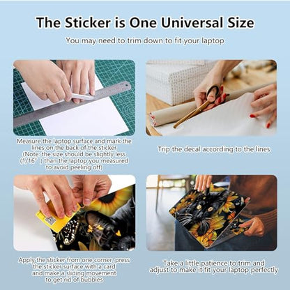 Universal Laptop Skin Sticker with 2 Wrist Pad Skins, Waterproof Scratch Resistant Vinyl Laptop Cover Decal, Cut to Fit for 11–15.6 Inch MacBook HP Dell Lenovo, Black Cat Butterfly - color: Black Cat Butterfly