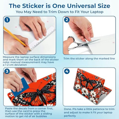 Reusable Universal Laptop Skin Sticker, Cut to Fit for 11.6–15.6 Inch Laptops, Waterproof Protective Film, No-Residue - Orange Butterfly - color: Orange Butterfly