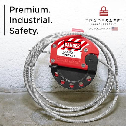 TRADESAFE Lockout Tagout Adjustable Cable Lock - 6 ft Steel Cable Lock | Uv-resistant Pvc-coated Steel Cable, Non-conductive Nylon Body, Secures With Up To 5 Loto Padlocks - style: 6 ft