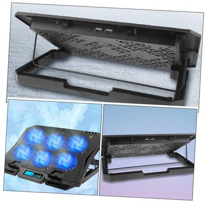 Laptop Cooling Pad with 6 Fans 15.6-inch Silent Air Cooler Stand Adjustable Speed Blue Light Laptop Holder for Gaming and Workstation Use