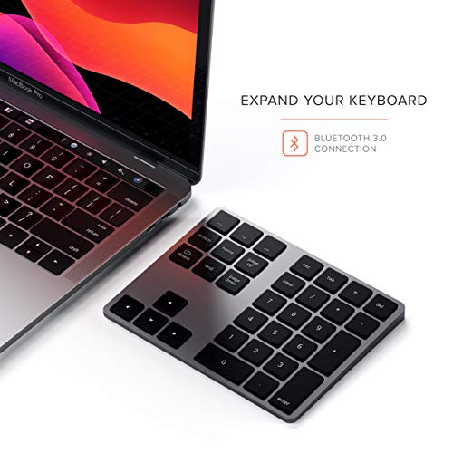 Satechi Bluetooth Extended Numeric Keypad (U.S. English Layout), Slim Rechargeable 34-Key Numberpad, for MacBook Air/Pro/Neo, iPad Air/Pro, iPad mini, Mac mini, iMac - Space Gray - color: Space Gray