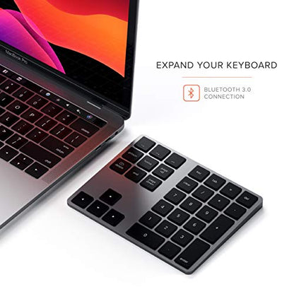 Satechi Bluetooth Extended Numeric Keypad (U.S. English Layout), Slim Rechargeable 34-Key Numberpad, for MacBook Air/Pro/Neo, iPad Air/Pro, iPad mini, Mac mini, iMac - Space Gray - color: Space Gray