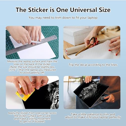 Universal Laptop Skin Sticker with 2 Wrist Pad Skins, Waterproof Scratch Resistant Vinyl Laptop Cover Decal, Cut to Fit for 11–15.6 Inch MacBook HP Dell Lenovo, Black Lion - color: Black Lion