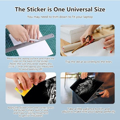 Universal Laptop Skin Sticker with 2 Wrist Pad Skins, Waterproof Scratch Resistant Vinyl Laptop Cover Decal, Cut to Fit for 11–15.6 Inch MacBook HP Dell Lenovo, Black Lion - color: Black Lion