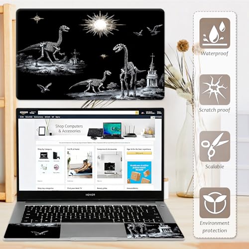Laptop Skin 12.1-15.6 inch Removable Universal Reusable Laptop Sticker Decal,Waterproof No Residue Vinyl Cover,Scratch-Resistant Cuttable Full Wrap Sticker for Notebook, Dinosaur Skeleton - color: Dinosaur Skeleton