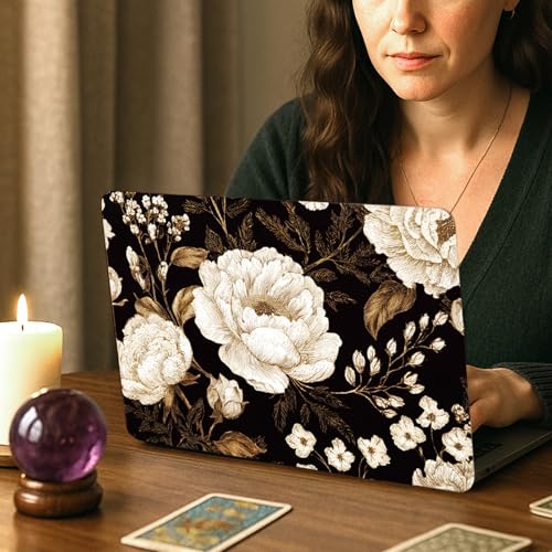 PLIGREAT 15 Inch Laptop Skin Sticker Decal, White Flowers Laptop Sticker Decals Fits 12" to 15" Laptops Cutable Universal Waterproof Removable Notebook Art Protector, Yellow White - color: Yellow White