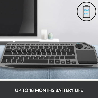 JOMAA 2.4G Wireless Bluetooth Dual Mode Connection TV Keyboard with Touchpad Media Control Multimedia Rechargeable 7Color Backlit Keyboard for Computer, Smart TV, Desktop, Laptop, iPad, Tablet