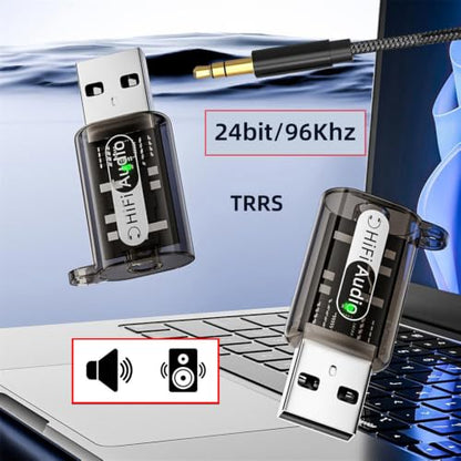 xiwai 2pcs/lot USB to 3.5mm Audio Adapter Type-A Male USB2.0 to TRS TRRS Female AUX & MIC Sound Card 24bit 96kHz Adapter Compatible with Laptop Desktop - style: USB-A to 3.5mm Male Audio
