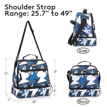 Tilami Rolling Backpack & Lunch bag for Kids 19 Inch Wheeled Bookbag for Boys & Girls for School & Travel,Arts Blue - color: Arts Blue