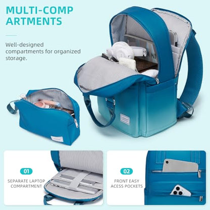 LARVENDER Carry on Luggage Sets 3 Piece, 20 Inch Suitcases, Ocean Breeze | 22x14x9 Airline Approved, Gradient PC+ABS Hardshell, Smooth 360° Wheels, TSA Lock, 3-Piece Set with Color-matched Backpack - color: Ocean Breeze-20BP, size: 3 Piece Set (Backpack/T