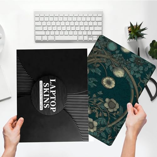 Universal Laptop Skin Sticker with 2 Wrist Pad Skins, Waterproof Scratch Resistant Vinyl Laptop Cover Decal, Cut to Fit for 11–15.6 Inch MacBook HP Dell Lenovo, Blue Flowers - color: Blue Flowers