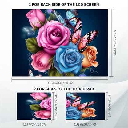 Universal Laptop Skin, DIY Cut-to-Fit Vinyl Cover Compatible with HP, Dell, Lenovo, Mac (13.3" to 15.6"), Anti-Scratch, No Residue & Bubble-Free Protective Decal Sticker, 3D Rose Butterfly - color: 3D Rose Butterfly