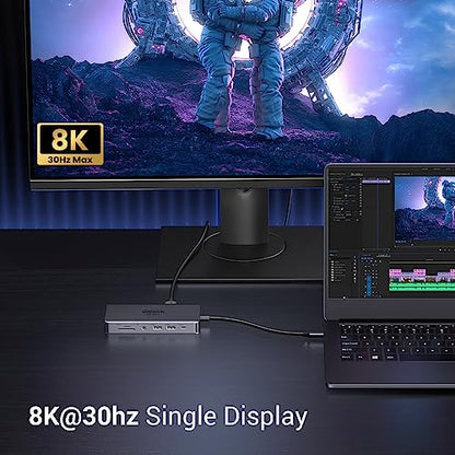 UGREEN USB C Docking Station Dual Monitor 4K@60Hz, 11-in-1 Dock with 2xHDMI | Single 8K@30Hz, 10Gbps Data Port, 100W PD, 1G Ethernet, SD/TF 3,0, Revodok Pro 211 Compatible for Thinkpad, Dell, HP, Lenovo