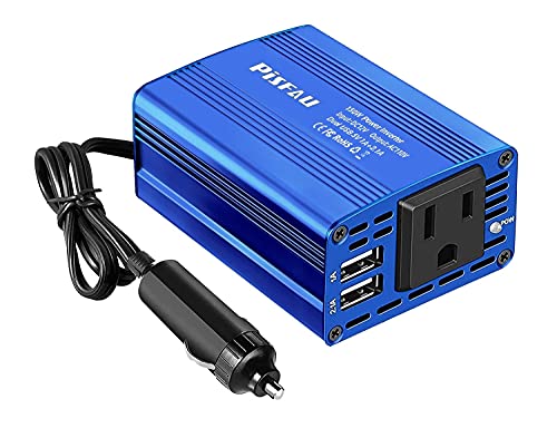 150W Car Power Inverter DC 12V to 110V AC Converter with 3.1A Dual USB Power inverters for Vehicles,Road Trip Essentials Camping Accessories Blue - color: Blue