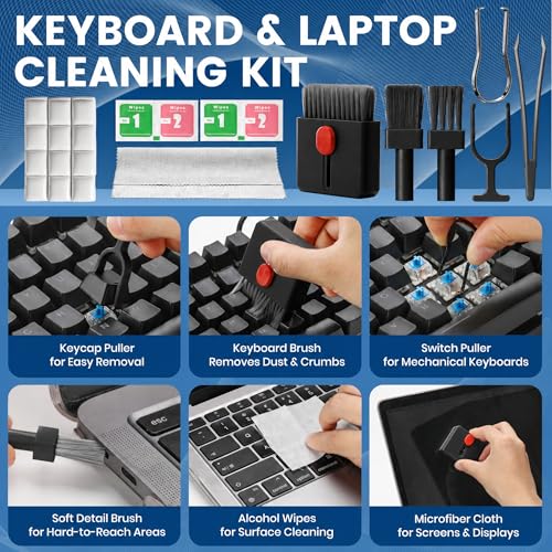 Upgrade Phone Cleaning Kit 47PCS, iPhone Cleaning Kit, Airbud AirPods Cleaning Kit, Keyboard, Charging Port Cleaner for Apple Lightning/Android USB-C - Includes Putty, Cloth & Wipes (Black) - color: Black (47PCS)