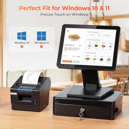 MUNBYN 12-inch POS Touchscreen Monitor, LED POS Monitor, HDMI/VGA Capacitive Screen Display, Foldable Stand for Small Business, Retail, Restaurant, Bar, No Driver Required, 2Y Protection