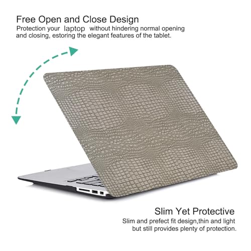 DTangLsm for Crocodile MacBook Air 13 inch Case 2026-2022 M5 M4 M3 M2 Chip | Model A3449 A3240 A3113 A2681, Crocodile Print Alligator Snakeskin Texture PU Leather Hard Shell Case&Keyboard Cover, Silver - color: # Crocodile Silver