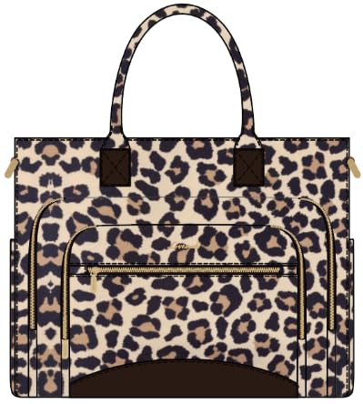 LOVEVOOK Lunch Tote Bag for Women, 3 in 1 Work Bag with Insulated Lunch Compartment, 15.6inch Laptop Bag with Large Cup Holder for Office, College, Casual,Teacher,Nurse - color: Leopard Print, size: 15.6 inch with Lunch Compartment