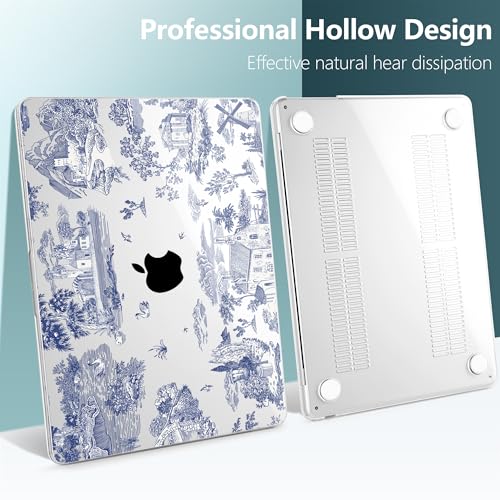 for MacBook Air 13 Inch (13.6 Inch) Case, M5/M4/M3/M2 Chip 2026 2025 2024 2023 2022, Hard Plastic Printed Cover with Screen Protector & Keyboard Cover & Dust Plugs, Toile Pattern - color: Toile Pattern