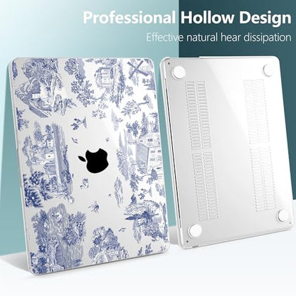 for MacBook Air 13 Inch (13.6 Inch) Case, M5/M4/M3/M2 Chip 2026 2025 2024 2023 2022, Hard Plastic Printed Cover with Screen Protector & Keyboard Cover & Dust Plugs, Toile Pattern - color: Toile Pattern