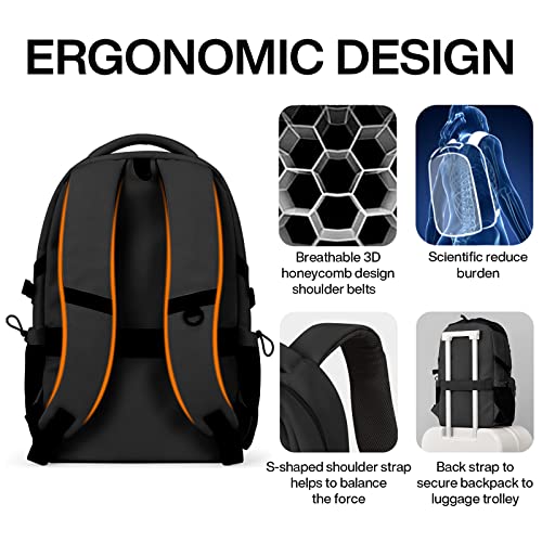 mixi Travel Laptop Backpack, Lightweight Durable School Bookbag Men Woman 15.6" Computer Bag, Water Resistant Outdoor Hiking Backpacks With Multifunction Pockets, Black - color: Black