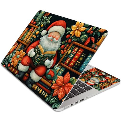 Laptop Skin Sticker 3-Piece Set,Old Man On Bookshelves | Trim-to-fit 3-piece vinyl set with one 15 x 10.6 in lid skin and two palm-rest decals for many 12-15.6 in laptops - color: Old Man On Bookshelves