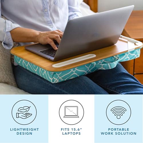 LAPGEAR Designer Lap Desk – Aqua Trellis, 2-Pack with Storage Basket - color: Aqua Trellis, size: 2-Pack Lap Desks + Basket