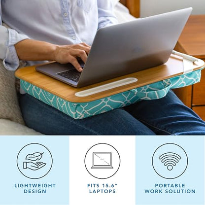 LAPGEAR Designer Lap Desk – Aqua Trellis, 2-Pack with Storage Basket - color: Aqua Trellis, size: 2-Pack Lap Desks + Basket