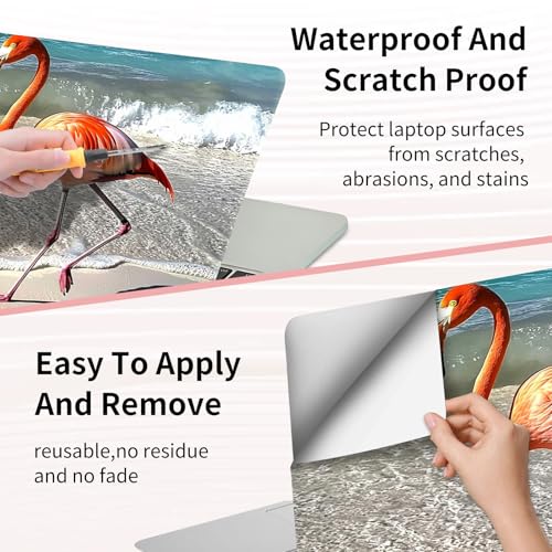 Laptop Skin Sticker 3-Piece Set,Flamingo | Trim-to-fit 3-piece vinyl set with one 15 x 10.6 in lid skin and two palm-rest decals for many 12-15.6 in laptops - color: Flamingo
