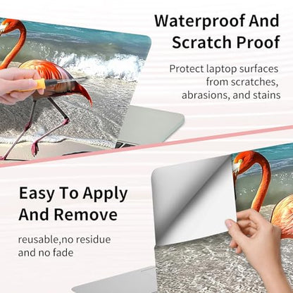 Laptop Skin Sticker 3-Piece Set,Flamingo | Trim-to-fit 3-piece vinyl set with one 15 x 10.6 in lid skin and two palm-rest decals for many 12-15.6 in laptops - color: Flamingo