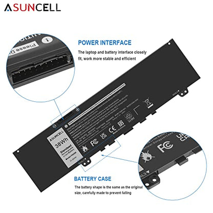 ASUNCELL 38Wh F62G0 Battery for Dell Inspiron 13 7000 7373 7386 2 in 1 Series Vostro 13 5000 5370 13-5370 P83G P87G P91G Series F62GO 39DY5 RPJC3 - color: F62G0