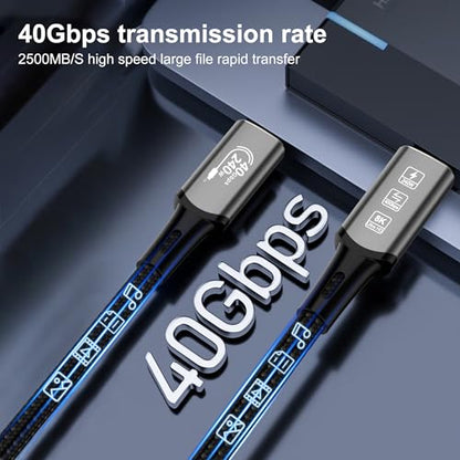 USB4 Cable with Thunderbolt 4, 240W Charging, 40Gbps Data, 8K@60Hz 4K120Hz HDR, PD3.1, USB C to USB C, for MacBook M1-M3, Mac Studio, Laptops, Monitor - size: USB4 40G 240W-6FT
