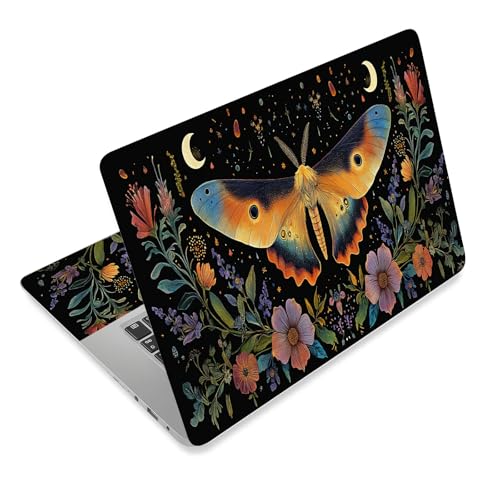 Laptop Skin Sticker Decal for 12 13 13.3 14 15 15.6 in, Universal Vinyl Waterresistant Protector Cover for Notebook PC Netbook, Computer Decor for Women Girls Celestial Moth - color: Celestial Moth