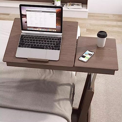 Coffee Table, Height-Adjustable C-shaped Side Table, Folding Coffee Table with Tilting Table Top, Sofa Bedside, Laptop Stand, TV Tray with Storage Basket, Snack Side Table