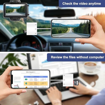SD Card Reader, USB 3.0 Type C High Speed to SD/TF Card Adapter, for iPhone 15/Android Phone/iPad/Mac/Laptop, Three Card Slot Micro SD Card Reader Supports SD Micro SD CF Card, No App Required