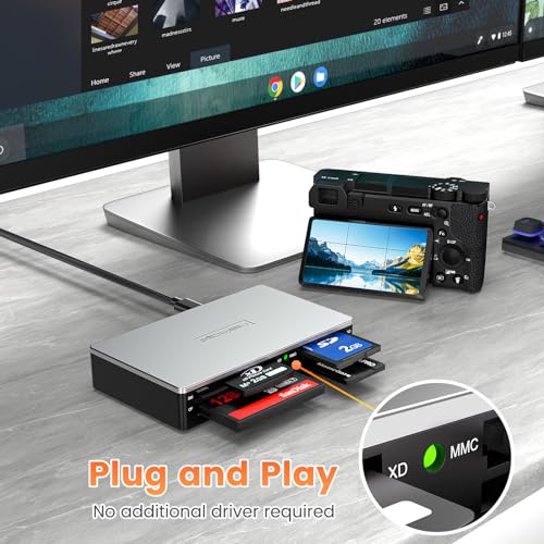 SmartMedia Card Reader Writer All-in-1 USB Universal Multi Card Adapter Slim Hub Read Smart Media, xD, SD, SDHC, SDXC, UHS-I, MMC, MS Pro Duo, CF, MD, Camera Flash Memory Cards For Windows, Mac, Linux