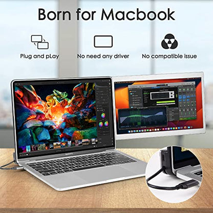 12'' Portable Monitor for Laptop Screen Extender for 13.6'' MacBook, Designed for MacBook Screen Extender FHD 1080P IPS Display Plug and Play P1M