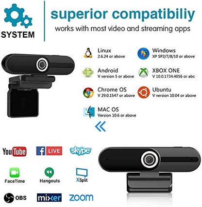 4K Webcam, HD Webcam 8MP- Laptop PC Desktop Computer Web Camera with Microphone, USB Webcams for Video Calling Recording Streaming Video Conference, Webcam with Mini Tripod,Privacy Shutter. | Computer Webcams for Switch 2 Video Calling Recording Streaming