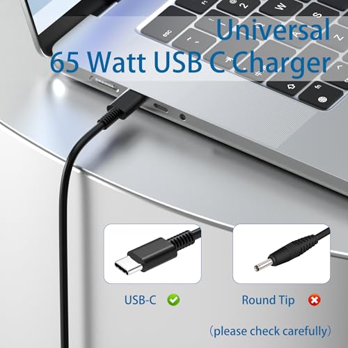 USB-C 65W Wall Charger Power Adapter for Lenovo Laptop ThinkPad T14 T15 X1 X13 E15 T480s T490 Yoga 7i 9i Thinkbook 13s 14 15 16 Plus Chromebook C330 S330- PD 3.0,Slim,Light and Portable-Black