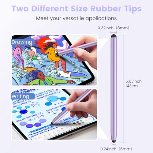 Stylus Pen for Touchscreen, 2-in-1 Magnetic Universal Stylists | High Sensitivity & Precision, Metal Barrel,Compatible with iPad,iPhone,Android Microsoft Surface Nintendo Switch Touchscreen - color: Dark Grey/Purple