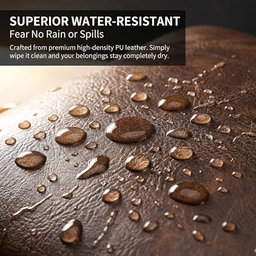 Men's Leather Laptop Bag 15 IN, Water-Resistant Briefcase Messenger Bag for Work, Business, Shoulder Crossbody Office Satchel - color: Deep Brown