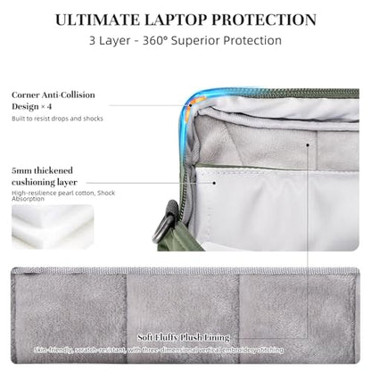 Timeet 17.3 Inch Laptop Bag for Men Women, Lightweight & Water-Resistant Computer Bag Laptop Briefcase with Shoulder Strap - color: Olive Green