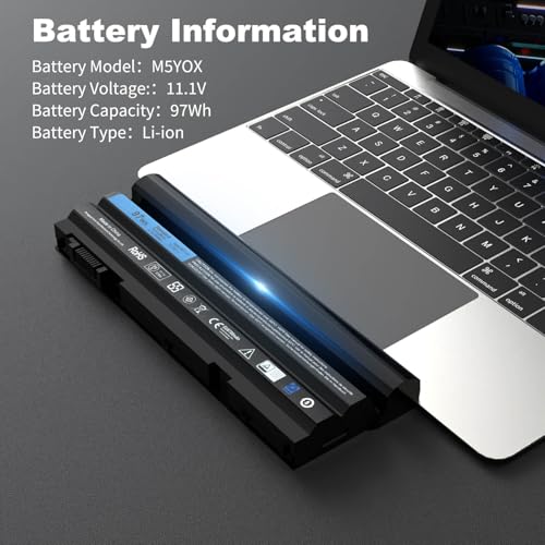 97Wh M5Y0X T54FJ Laptop Battery Compatible with Dell Latiude E6420 E5420 E6520 E6530 E5430 E5520 E5530 E6430 E6440 Inspiron 4420 4520 4720 5420 5520 5720 7420 7520 7720 T54F3 M421R M521R N3X1D - size: 8.9 * 3.1 * 1.4 Inch M5Y0X