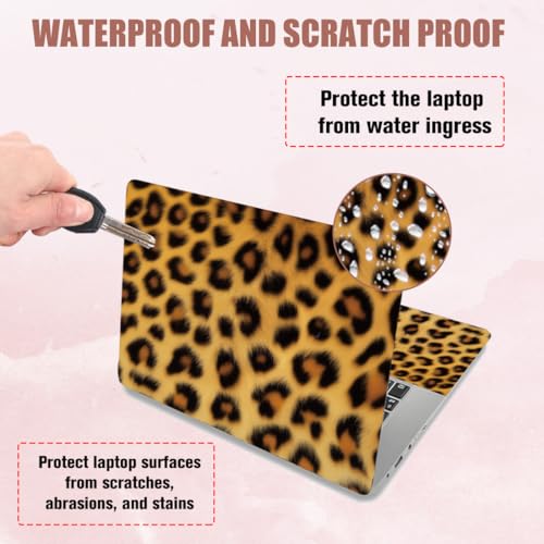 PLIGREAT Leopard Print Laptop Skin Stickers, Reusable Netbook Skin Sticker Vinyl Decals for PC Notebook Laptops Keyboard Cover Universal 12" 13" 13.3" 14" 15" Waterproof Laptop Case Protector Film - color: Brown Leopard Print