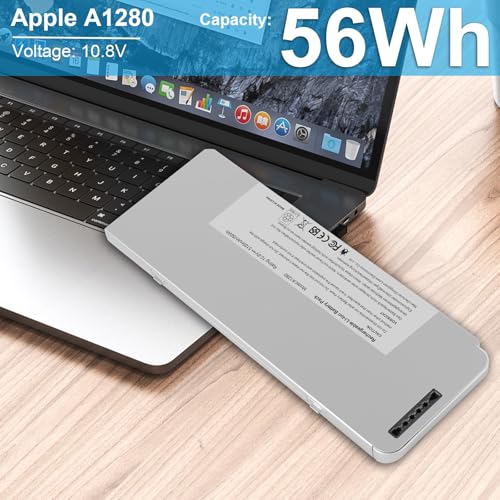 TREE.NB 56Wh A1280 Laptop Battery for Apple A1280 A1278 (2008 Version) MacBook 13-Inch Series, Compabiel for MB771G/A MB467LL/A MB466LL/A - size: 8.23x3.07x0.79inch A1280